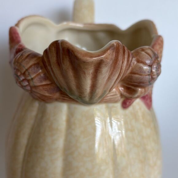 Vintage Fitz & Floyd Omnibus Seashell Pitcher Tan Pink Shell 64 Oz - Picture 7 of 11